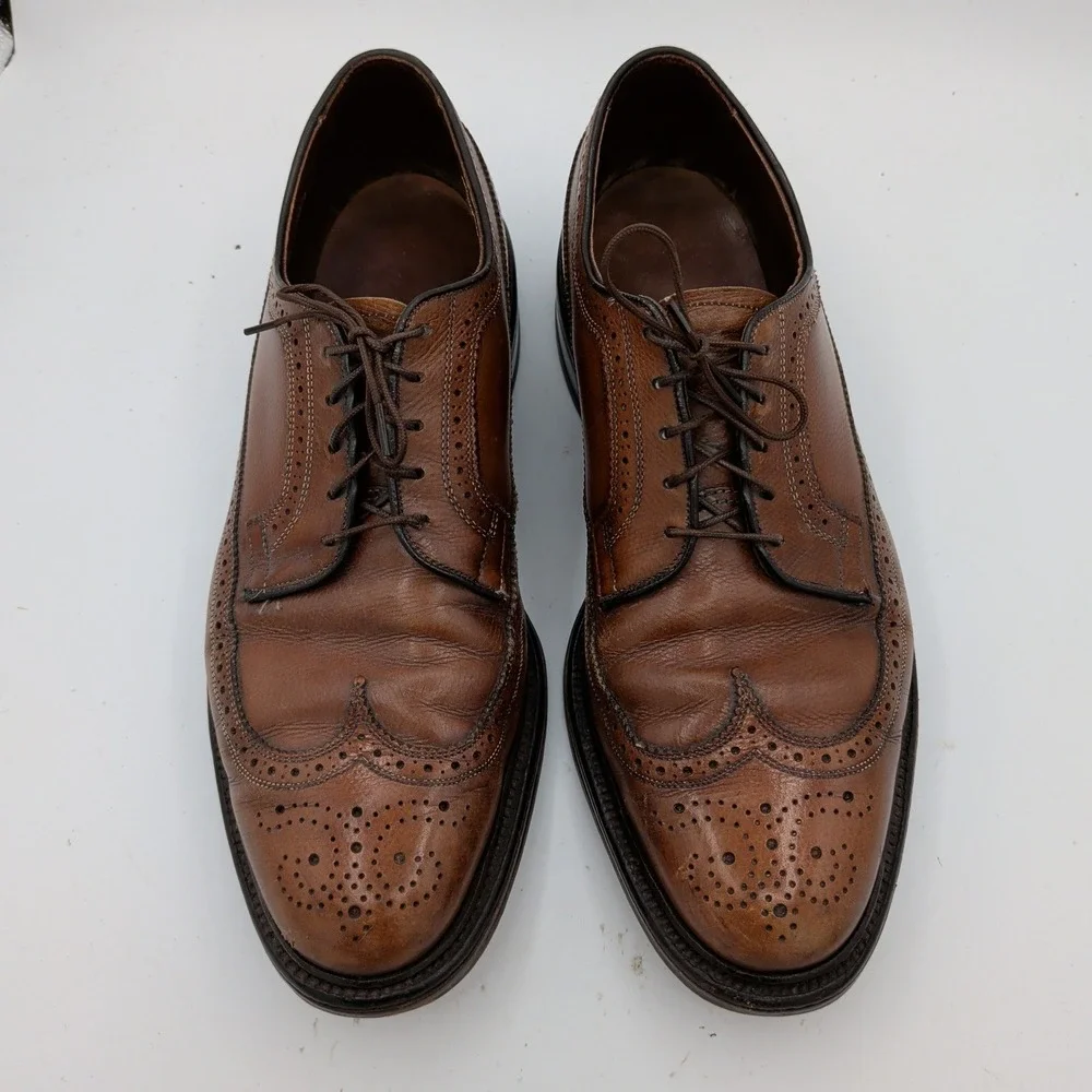 Allen Edmonds MacNeil 9157 Mens 10 D Brown Grain Leather Longwing Blucher Shoes